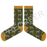 ANKLE SOCKS - Lambswool - Men's  - Dog - Green/Mustard