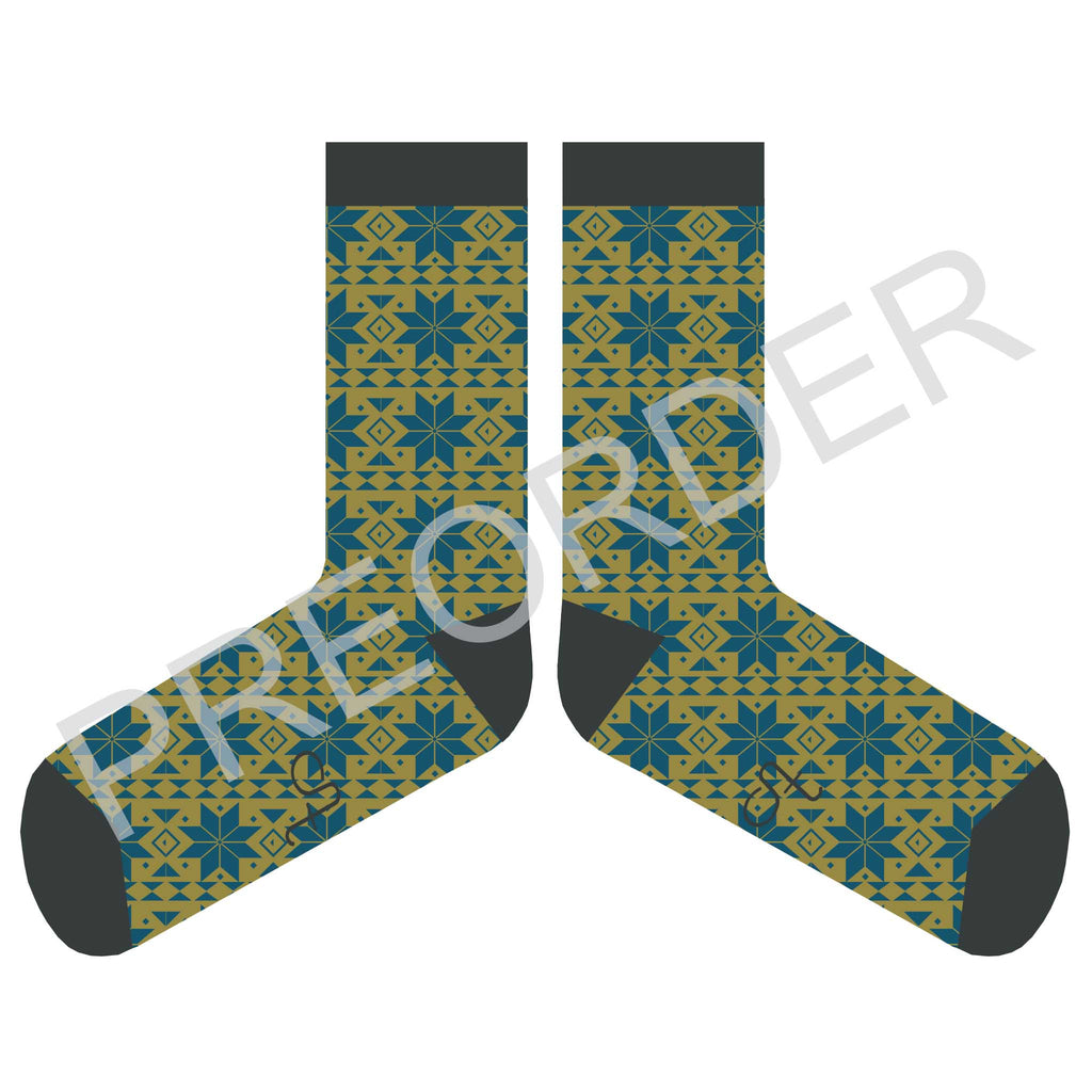 ANKLE SOCKS - Lambswool - Men's  - Fair Isle - Green/Teal