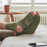 Men's Mint Stripe Lambswool Ankle Socks