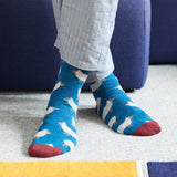 Men's Soft Lambswool Ankle Socks - Teal Sheep