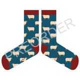 ANKLE SOCKS - Lambswool - Men's  - Sheep - Teal/Red