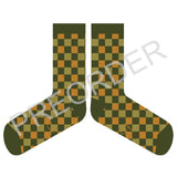 ANKLE SOCKS - Lambswool - Men's  - Squares - Green/Mustard