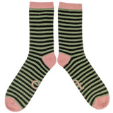ANKLE SOCKS - Lambswool - Men's  - Stripe - Mint
