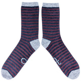ANKLE SOCKS - lambswool -men's  - stripe - plum - CASE SIZE 3