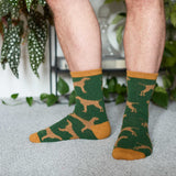 Men's Soft Lambswool Ankle Socks - Dark Green Dogs