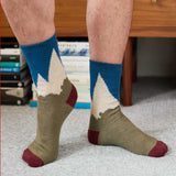 Men's Soft Lambswool Ankle Socks - Teal Mountains
