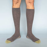  KNEE SOCKS - lambswool - men's  - stripe sole - grey - CASE SIZE 3