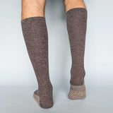  KNEE SOCKS - lambswool - men's  - stripe sole - grey - CASE SIZE 3