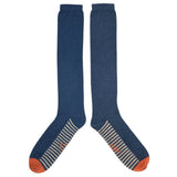 KNEE SOCKS - lambswool - men's  -  stripe sole - navy - CASE SIZE 3
