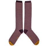 Men's Plum & Pink Stripe Lambswool Knee Socks