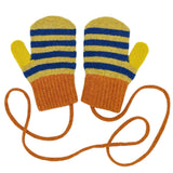 KIDS MITTEN - Lambswool - Stripe - Blue/Green/Rust