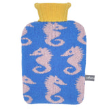 MINI HOTTIE COVER & BOTTLE - lambswool - seahorse - bright blue