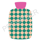 MINI HOTTIE COVER & BOTTLE - Lambswool - Diamonds -  Green/Peach/Coral