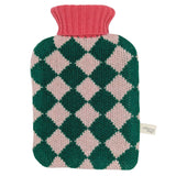 MINI HOTTIE COVER & BOTTLE - Lambswool - Diamonds -  Green/Peach/Coral