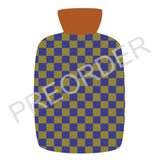 MINI HOTTIE COVER & BOTTLE - Lambswool - Squares - Green/Blue