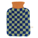 MINI HOTTIE COVER & BOTTLE - Lambswool - Squares - Green/Blue