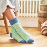 Women's Soft Cashmere Blend Slouch Socks - Mint & Light Blue