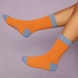Women's Apricot & Baby Blue Lambswool Ankle Socks