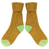 Unisex Mustard & Mint Recycled Silk Blend Chunky Socks