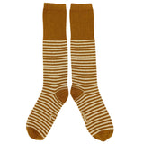 KNEE SOCKS - lambswool - women's  - stripe - mustard - CASE SIZE 3