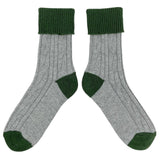 SLOUCH SOCKS - cashmere mix - GREY/FOREST GREEN - CASE SIZE 3