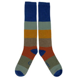 KNEE SOCKS - lambswool - men's  - block - pear/navy - CASE SIZE 3