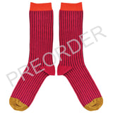 ANKLE SOCKS - cotton - men's -  PINSTRIPE - red/aubergine - CASE SIZE 3