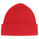Scarlet Ribbed Lambswool Unisex Beanie