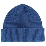 Denim Blue Ribbed Lambswool Unisex Beanie