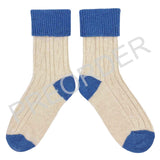 ***PREORDER*** SLOUCH SOCKS - cashmere mix - cream/bright blue  - CASE SIZE 3