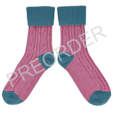 ***PREORDER*** SLOUCH SOCKS - cashmere mix - dusky pink/jade - CASE SIZE 3