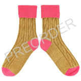 ***PREORDER*** SLOUCH SOCKS - cashmere mix - gold/coral - CASE SIZE 3