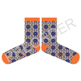 ***PREORDER*** ANKLE SOCKS - lambswool - women's - fair isle - bright blue / peach - case size 3