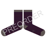 ***PREORDER*** ANKLE SOCKS - lambswool - women's - stripe - plum/navy - CASE SIZE 3