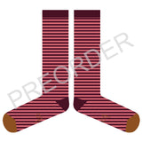 ***PREORDER***KNEE SOCKS - lambswool - women's - stripe - plum - CASE SIZE 3