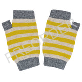 ***PREORDER*** WRIST WARMERS - lambswool - stripes - oatmeal/electric yellow