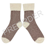 ***PREORDER*** SLOUCH SOCKS - cashmere mix - soft brown/cream - CASE SIZE 3