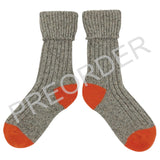 ***PREORDER*** ANKLE SOCKS - lambswool & silk - unisex - Grey & Orange - CASE SIZE 3