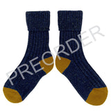 ***PREORDER*** ANKLE SOCKS - lambswool & silk - unisex - Navy & Mustard - CASE SIZE 3