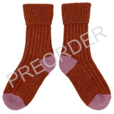 ***PREORDER*** ANKLE SOCKS - lambswool & silk - unisex - Rust & Dusky Pink - CASE SIZE3