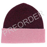 HAT - beanie - bordeaux & dusky pink