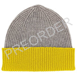 ***PREORDER*** HAT - beanie - soft brown & electric yellow