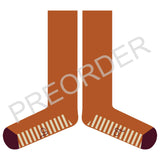 KNEE SOCKS - lambswool - women's - striped sole - orange 