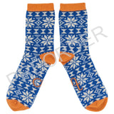 ***PREORDER*** ANKLE SOCKS - lambswool - women's - fair isle - bright blue / peach - case size 3