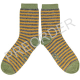 ***PREORDER*** ANKLE SOCKS - lambswool - women's - stripe - grey/yellow - CASE SIZE 3