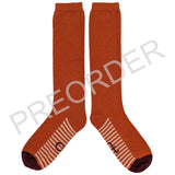 ***PREORDER***KNEE SOCKS - lambswool - women's - striped sole - orange - CASE SIZE 3