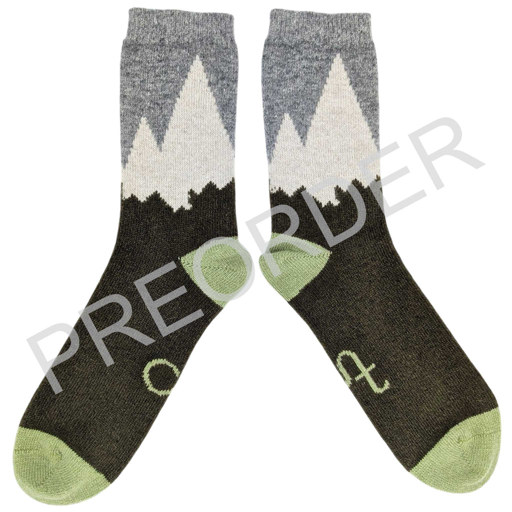 ***PREORDER*** ANKLE SOCKS - lambswool -men's  - mountains - green - CASE SIZE 3