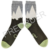 ***PREORDER*** ANKLE SOCKS - lambswool -men's  - mountains - green - CASE SIZE 3
