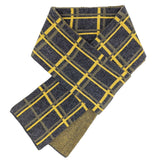 Narrow Lambswool Scarf - Charcoal & Yellow Grid Pattern