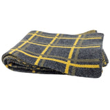 Narrow Lambswool Scarf - Charcoal & Yellow Grid Pattern